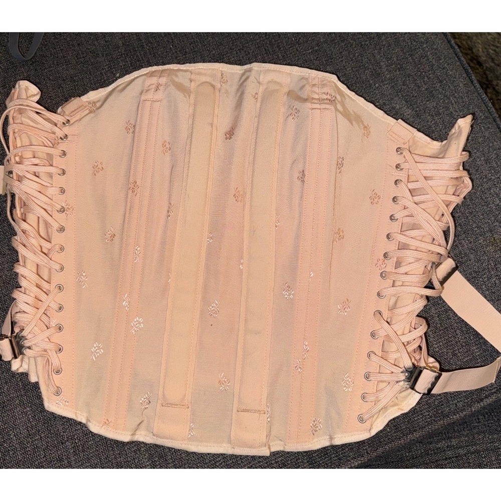 Vintage Truform Anatomical Supports Pink Lace-Up Corset Waist Cincher 38